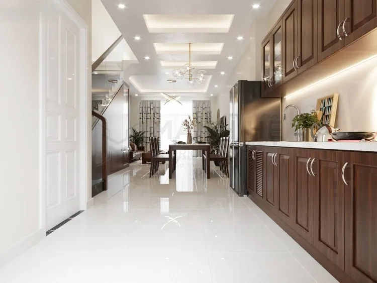 Phong cách bếp nhà ống sang trọng hài hòa với mọi căn nhà