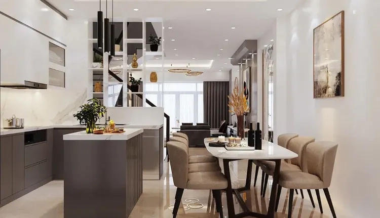 Mẫu bếp nhà ống tối ưu không gian, tiện nghi và thẩm mỹ