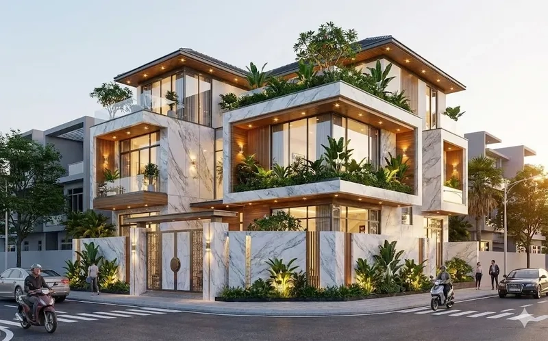 Tính toán chi phí xây biệt thự 2 mặt tiền chính xác