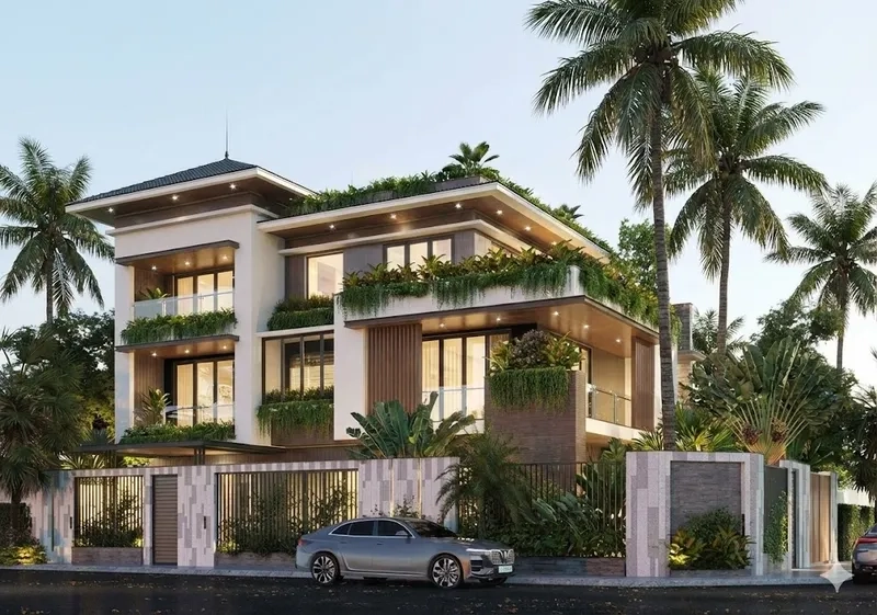Khám phá phối cảnh biệt thự 2 mặt tiền hiện đại