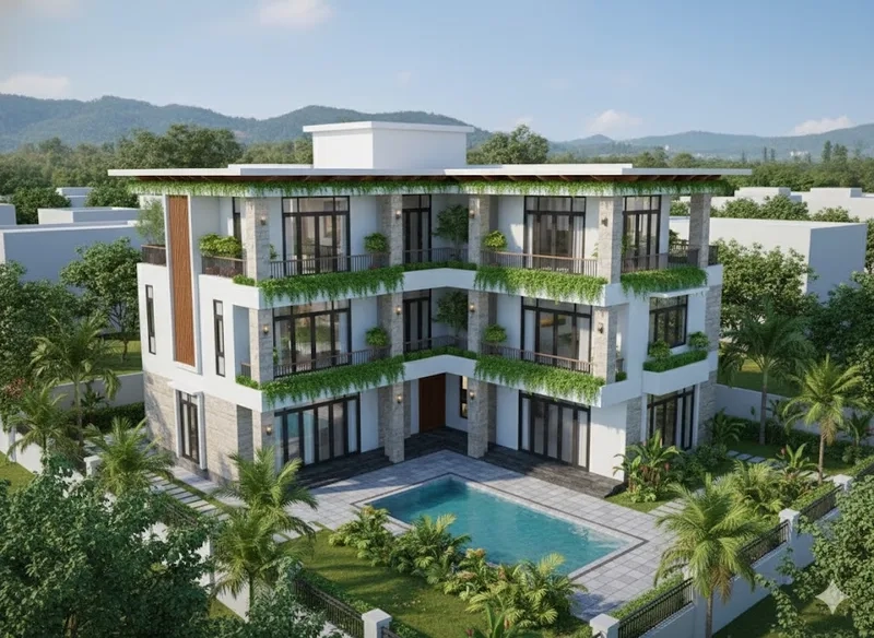 Nhỏ gọn tiện lợi biệt thự chữ L mini đáng tham khảo