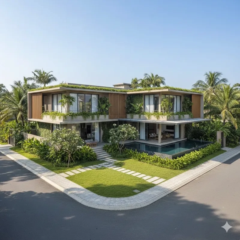 Mang may mắn vào nhà với phong thuỷ biệt thự chữ L chuẩn