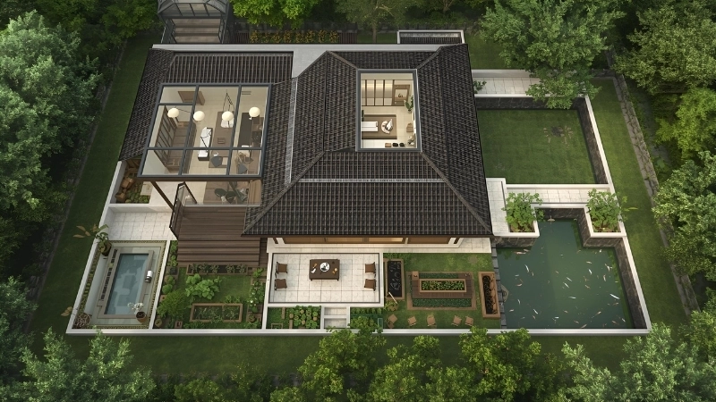 Mẫu nhà vườn cấp 4 mái bằng hiện đại trẻ trung và phá cách