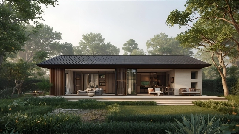 Biệt thự vườn cấp 4 nông thôn có sân vườn rộng rãi trồng cây ăn quả