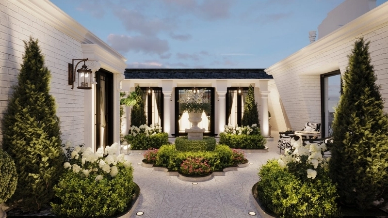 Khu vực chòi nghỉ mát trong khuôn viên biệt thự vườn