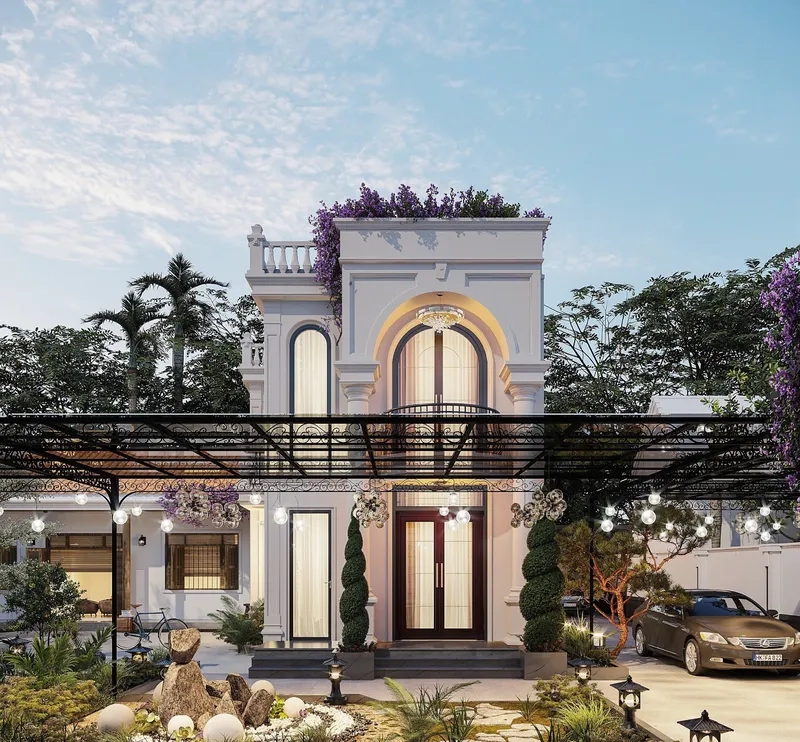 Tham khảo phối cảnh biệt thự tân cổ điển hiện đại