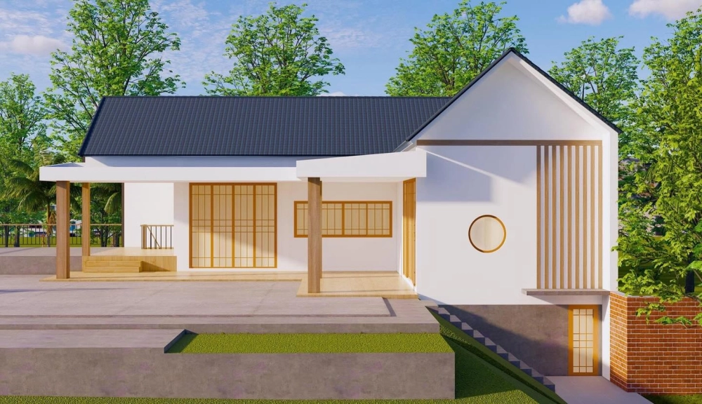 Không gian xanh bao quanh biệt thự cấp 4 nhà vườn