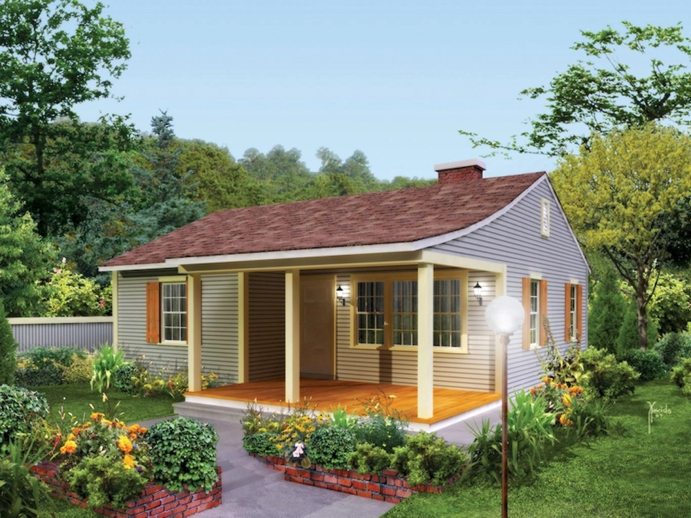 Góc nhìn trên cao biệt thự nhà vườn cấp 4 mái nhật