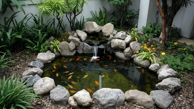 Thiết kế hồ cá koi sân vườn đẹp phong cách Nhật Bản