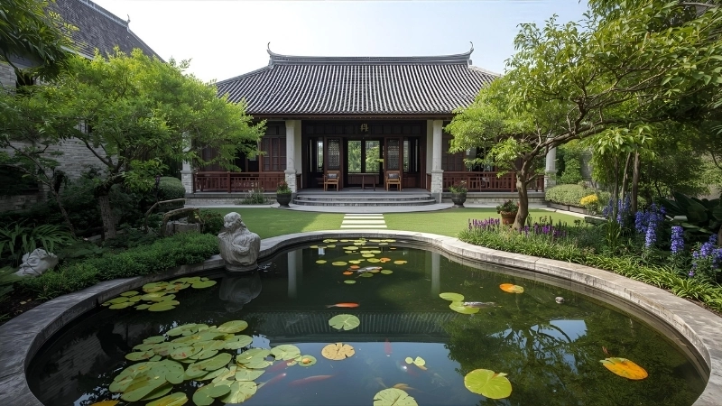 Các loại cây trồng quanh hồ cá tạo bóng mát và sinh khí