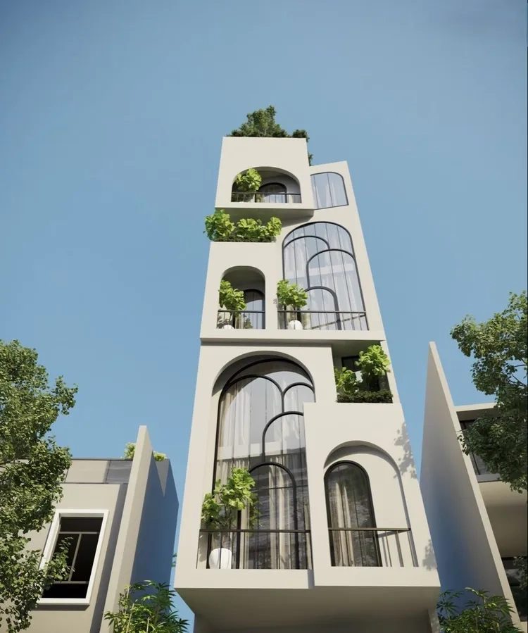 Xem ảnh phối cảnh mặt tiền nhà ống tinh tế