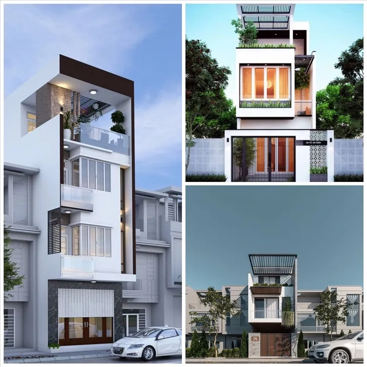 Thưởng thức ảnh mẫu mặt tiền nhà ống 3 tầng hiện đại