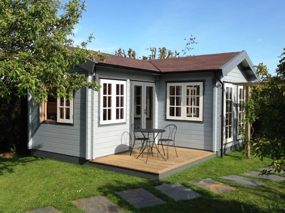 Tổng thể khuôn viên mẫu nhà vườn hình chữ L nhìn từ trên cao