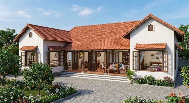 Mẫu nhà cấp 4 4 phòng ngủ sang trọng chuẩn hiện đại