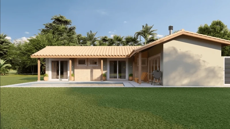 Tinh gọn hiện đại trong nhà cấp 4 chữ L thiết kế tối giản