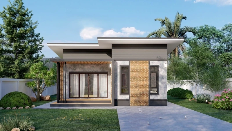 Không gian thoáng mát với nhà cấp 4 mái bằng nông thôn