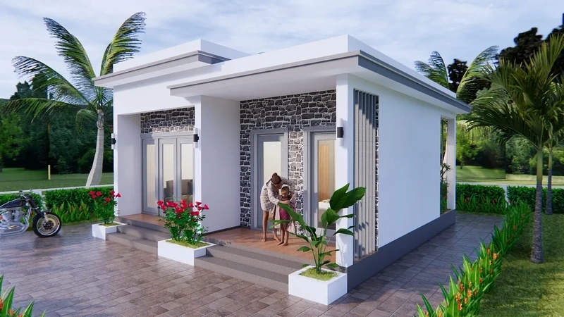 Thiết kế chuẩn đẹp với nhà cấp 4 mái bằng vuông vắn