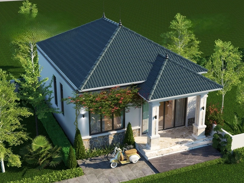 Đẹp mê với mẫu nhà cấp 4 mái thái gác lửng