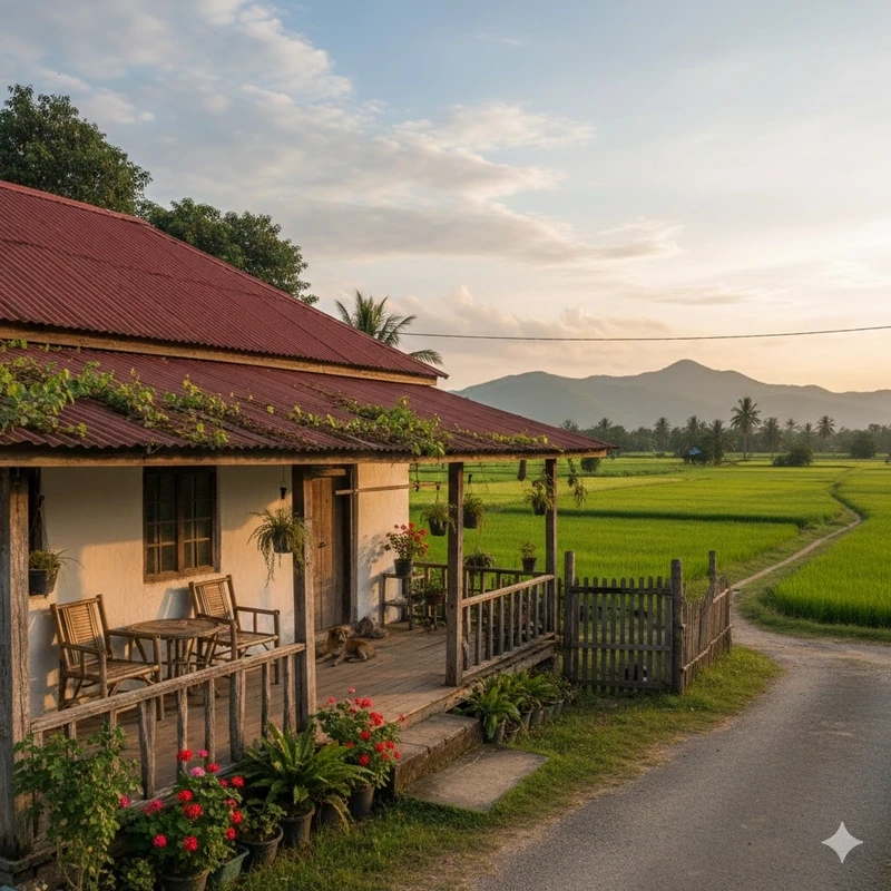 Phá cách với nhà cấp 4 nông thôn mái bằng hiện đại