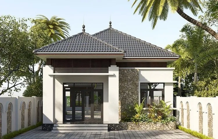 Ảnh nhà ống 1 tầng kiến trúc xanh mát mắt