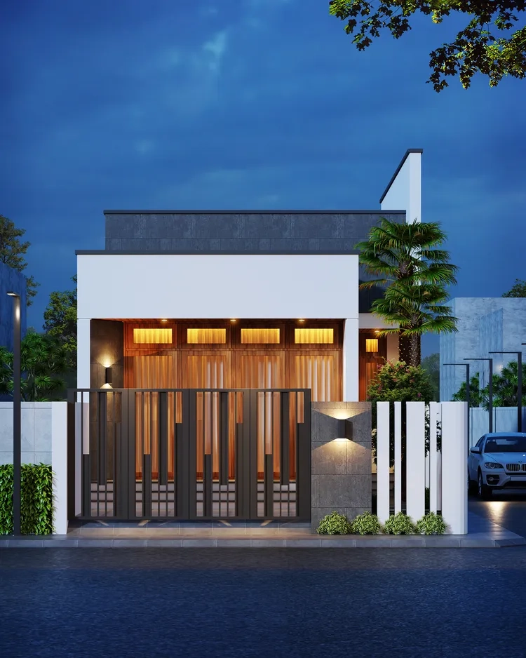 Ảnh nhà ống 1 tầng mái bằng trẻ trung