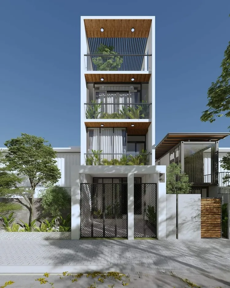 Tham khảo hình ảnh nhà ống 1 tum với giếng trời sáng thoáng