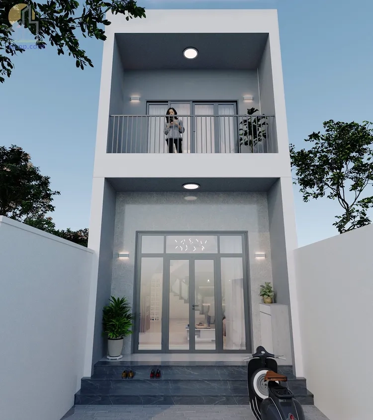 Phối cảnh sống động bật lên nét sang của nhà ống 2 tầng