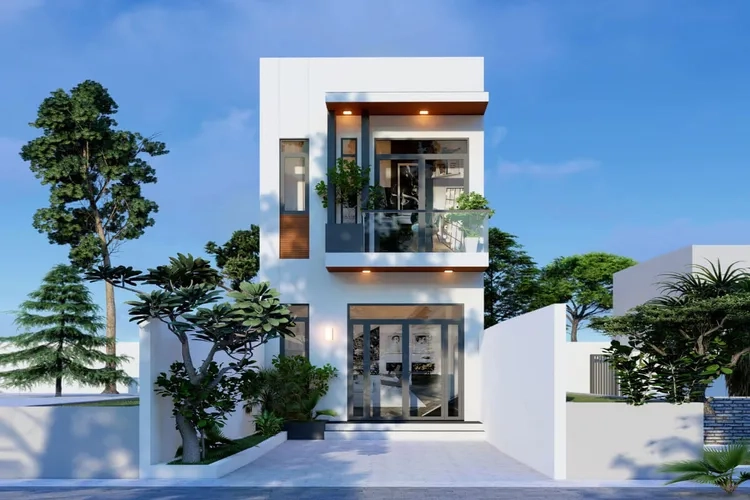 Tiện nghi hiện đại thể hiện rõ trong ảnh nhà ống 2 tầng có gara ô tô