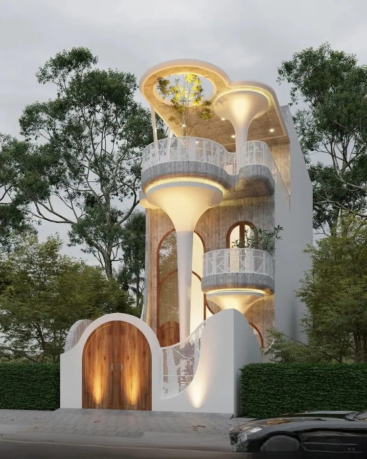 Thiết kế mặt tiền nhà ống 3 tầng nổi bật sang trọng và ấn tượng