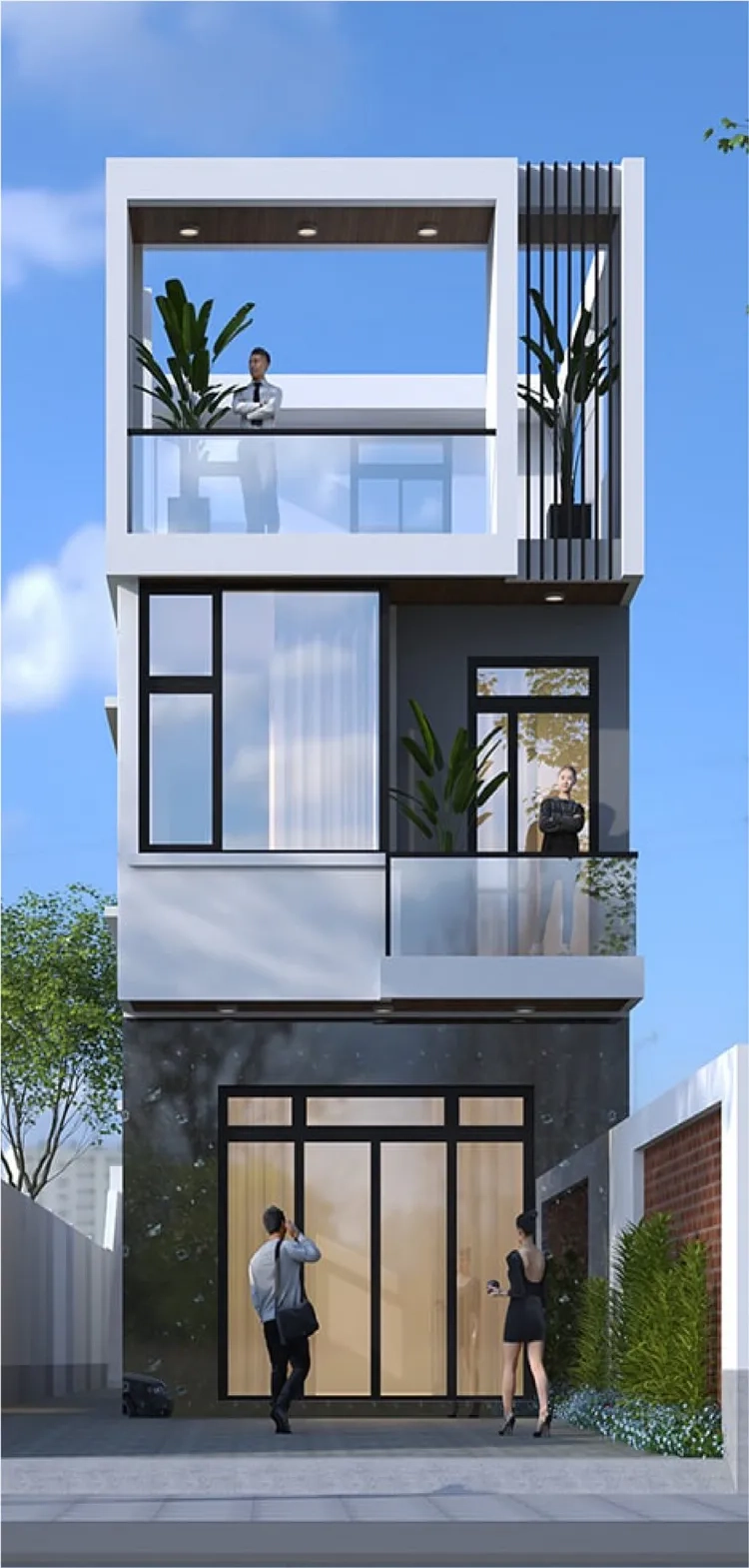 Phong cách kiến trúc nhà ống 3 tầng toát lên nét hiện đại