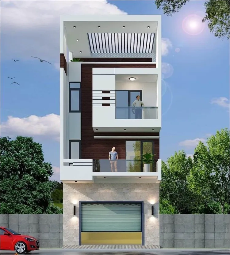 Ảnh bố trí cảnh quan ngoại thất nhà ống 3 tầng đầy sinh động