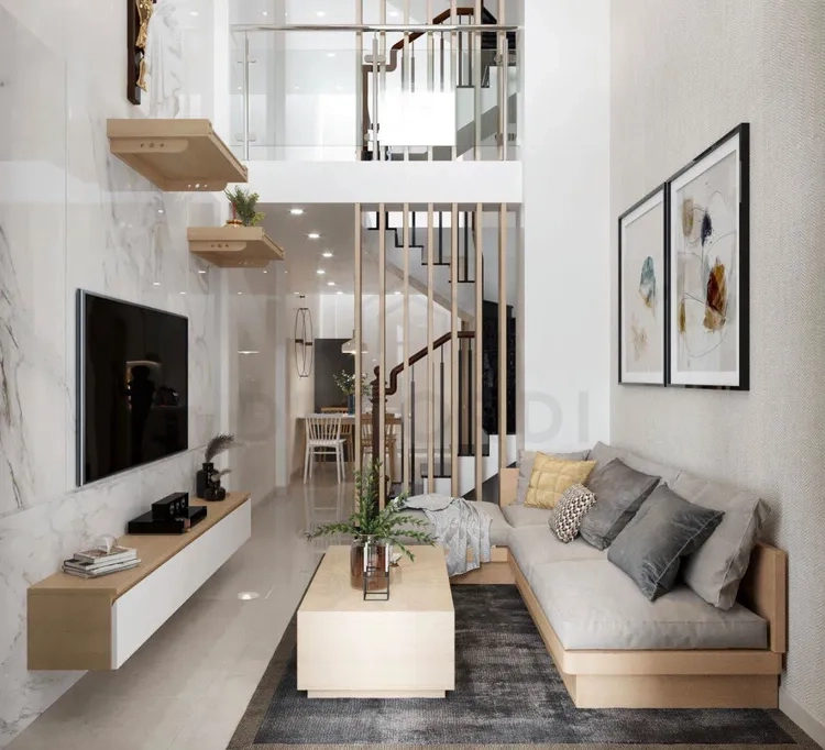 Chiêm ngưỡng hình nhà ống tầng lửng đẹp mắt và thông minh