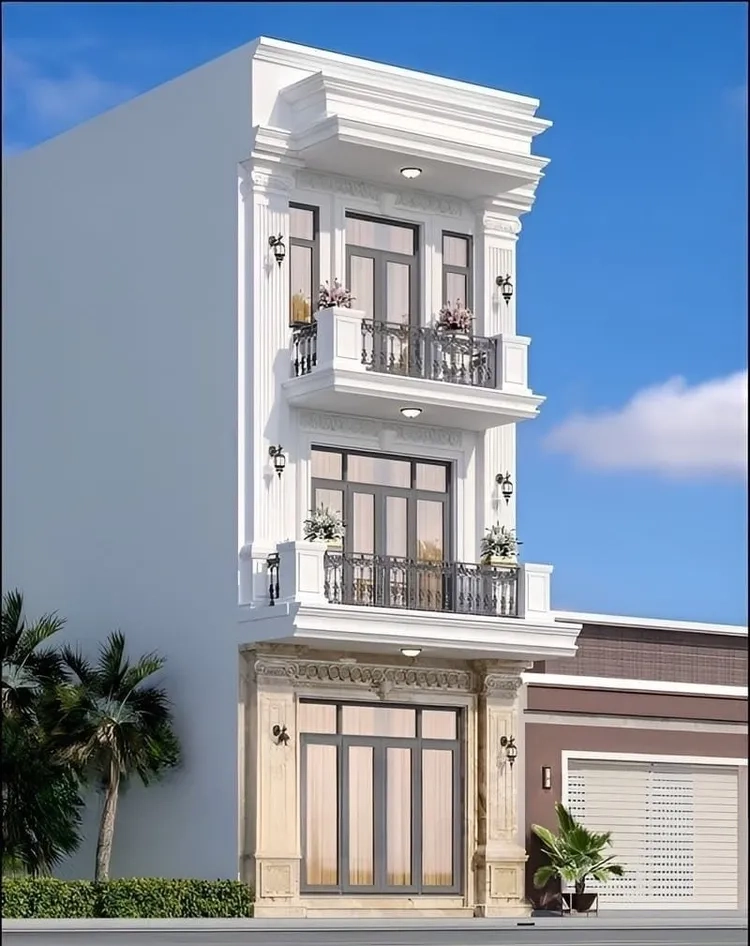 Hình nhà ống có gara ô tô tiện lợi cho sinh hoạt hàng ngày