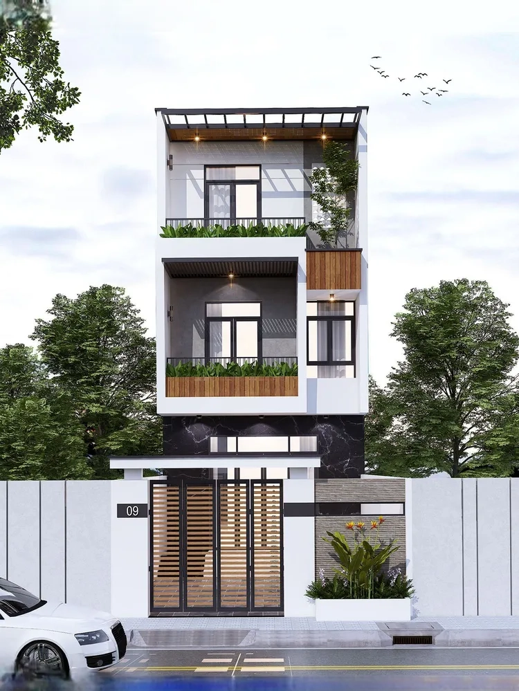 Ảnh nhà ống 2 mặt tiền hiện đại và sang trọng