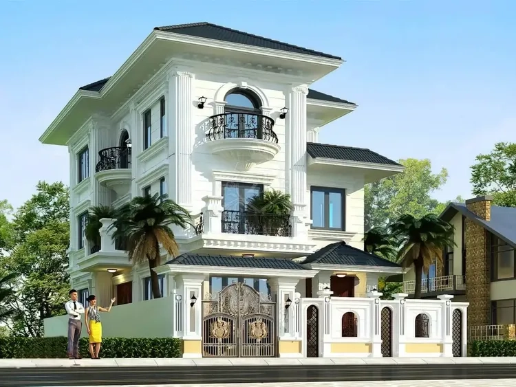 Tham khảo ảnh thiết kế mặt tiền nhà phố cổ Pháp độc đáo