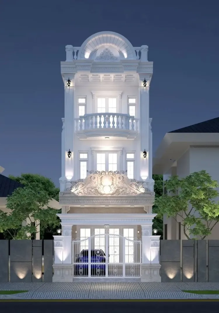 Khám phá ảnh thiết kế mặt tiền nhà ống Pháp 2 tầng đẹp