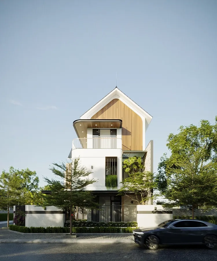 Xem ngay ảnh mặt tiền nhà ống mái thái 2 tầng sang trọng