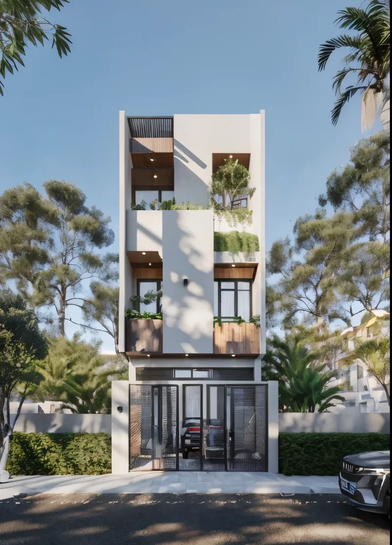 Mẫu nhà phố mặt tiền 5m đẹp hiện đại