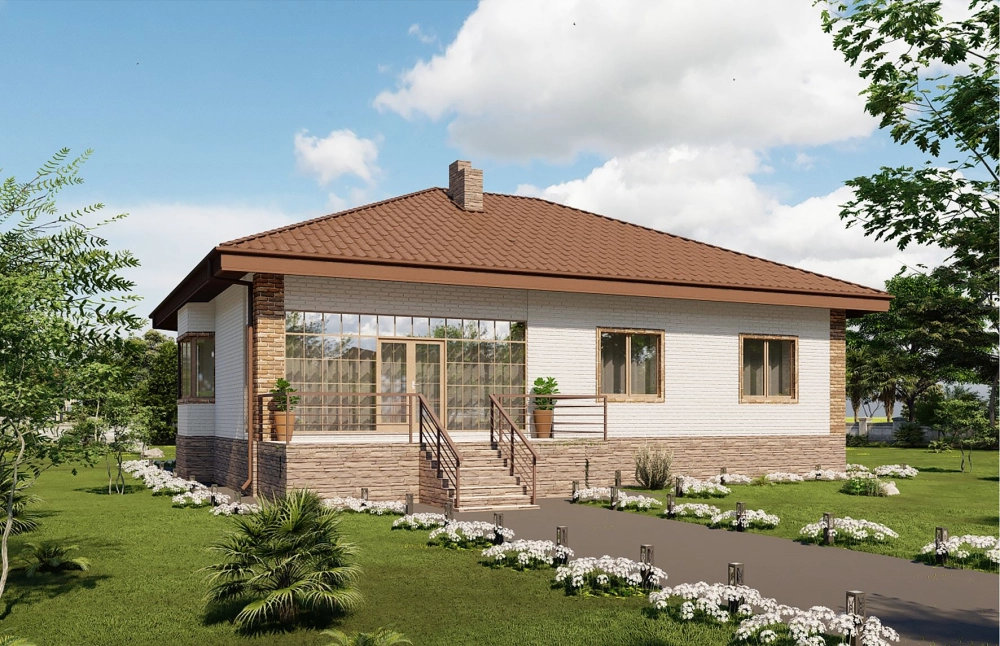 Cảnh quan tiểu cảnh quanh biệt thự 1 tầng nhà vườn