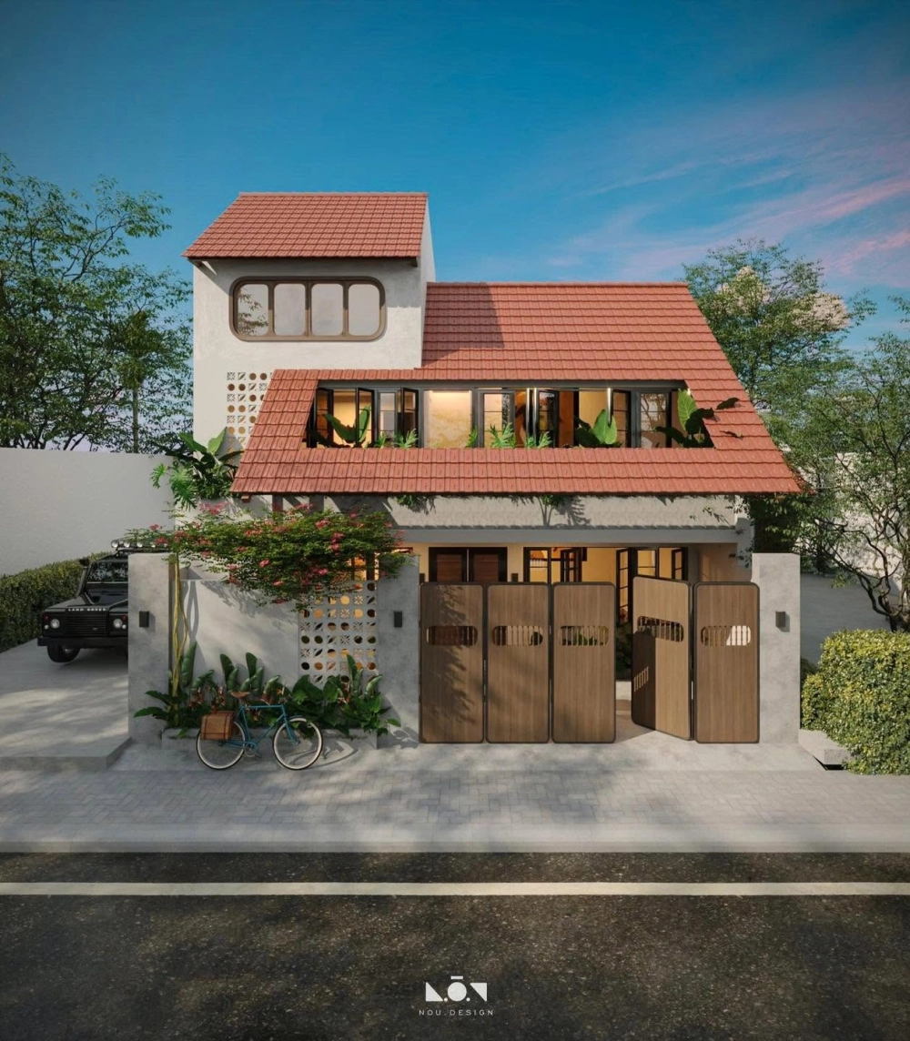 Tổng thể khuôn viên mẫu nhà biệt thự vườn 2 tầng rộng lớn