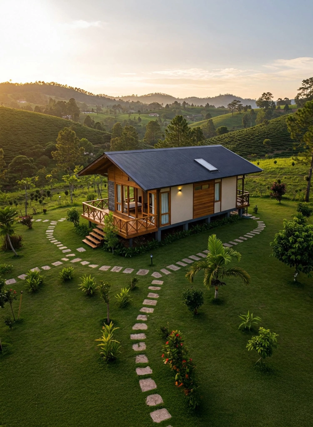 Hàng rào gỗ mộc mạc cho kiểu nhà vườn đơn giản