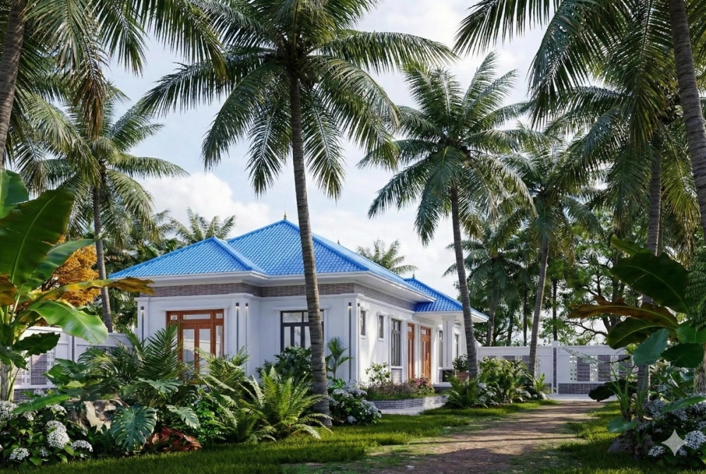 Bản vẽ phối cảnh nhà vườn đơn giản mà đẹp chi phí thấp