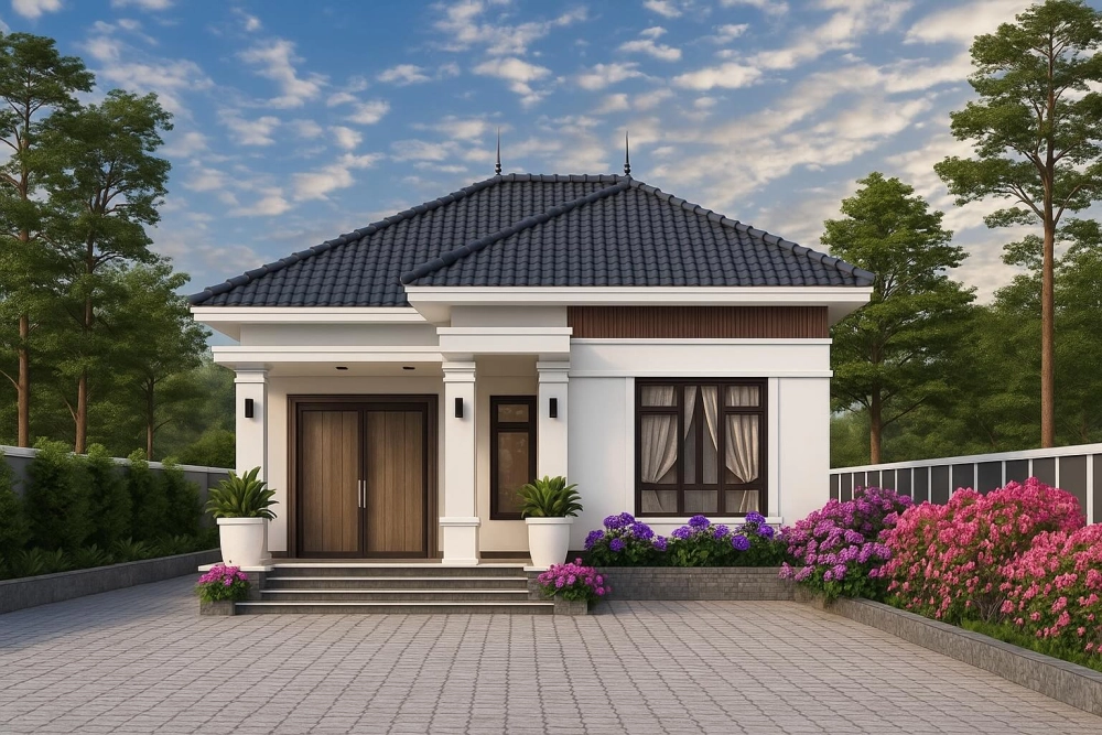 Kiến trúc mẫu nhà vườn 2 tầng đơn giản đẹp phong cách tối giản