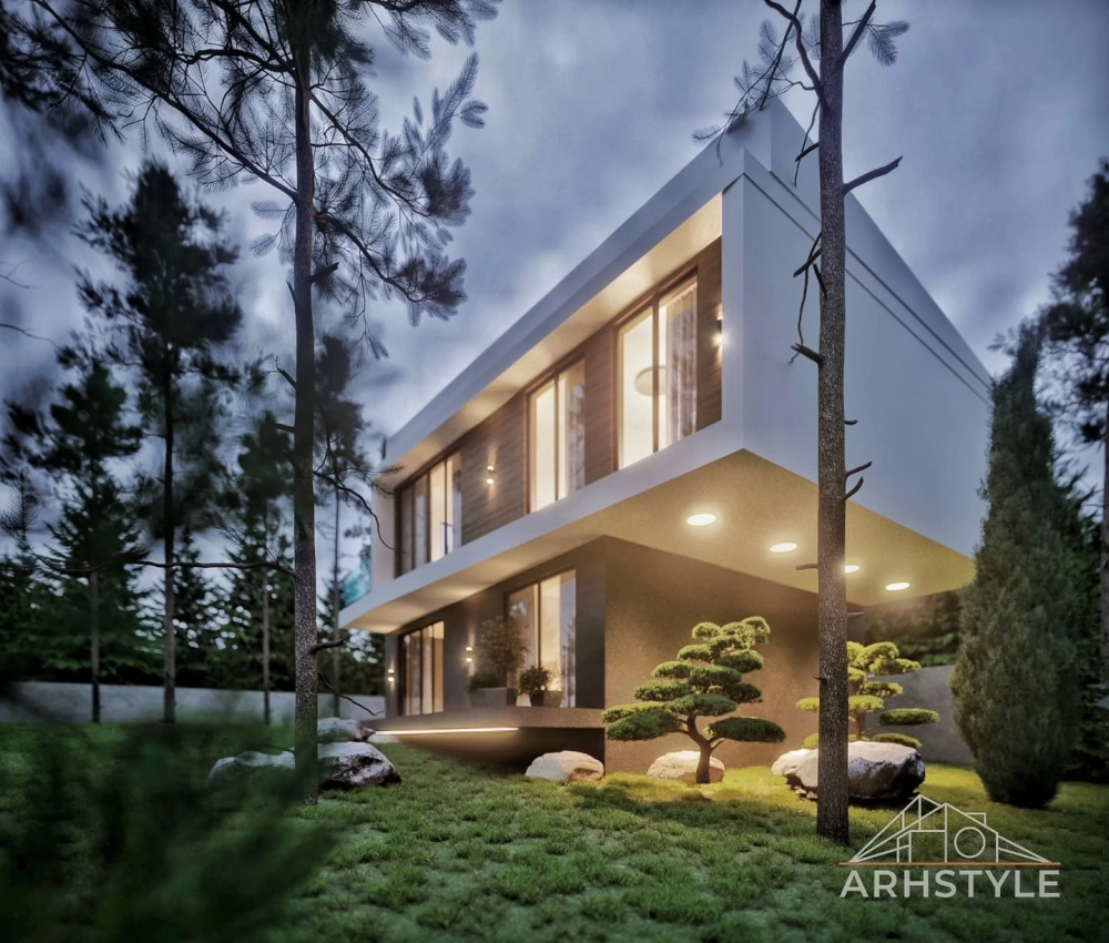 Mẫu thiết kế nhà mái bằng chữ l ôm trọn khoảng sân vườn