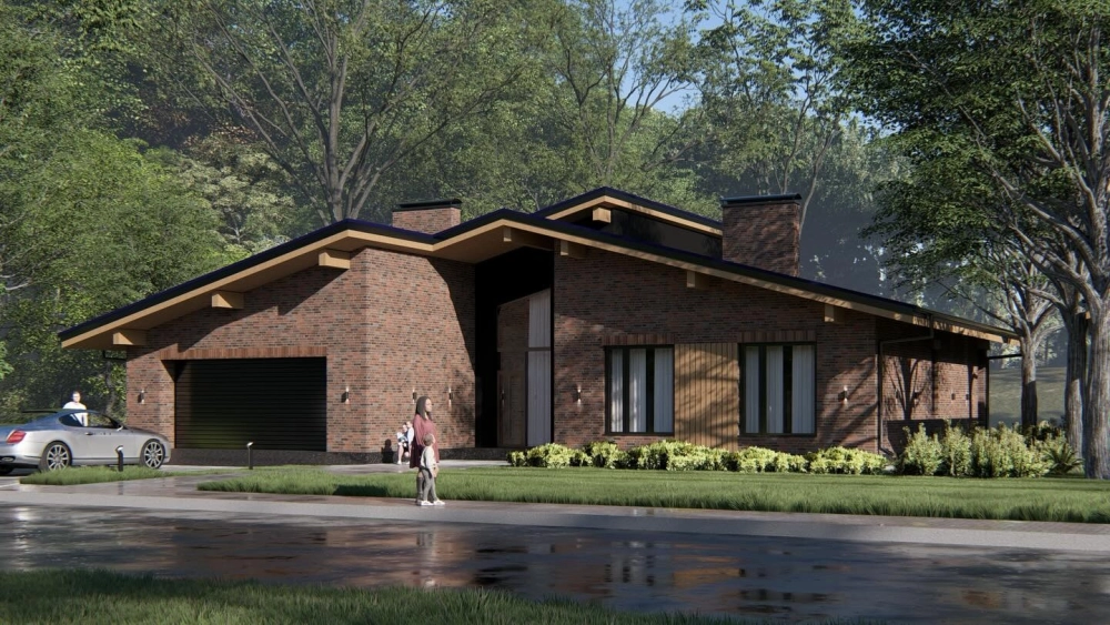 Khu vực bàn trà ngoài trời trên sân thượng nhà mái bằng