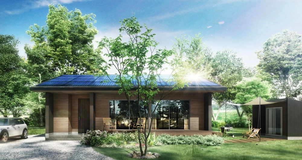 Mặt tiền nhà vườn mái Nhật mái ngói xanh than ấn tượng