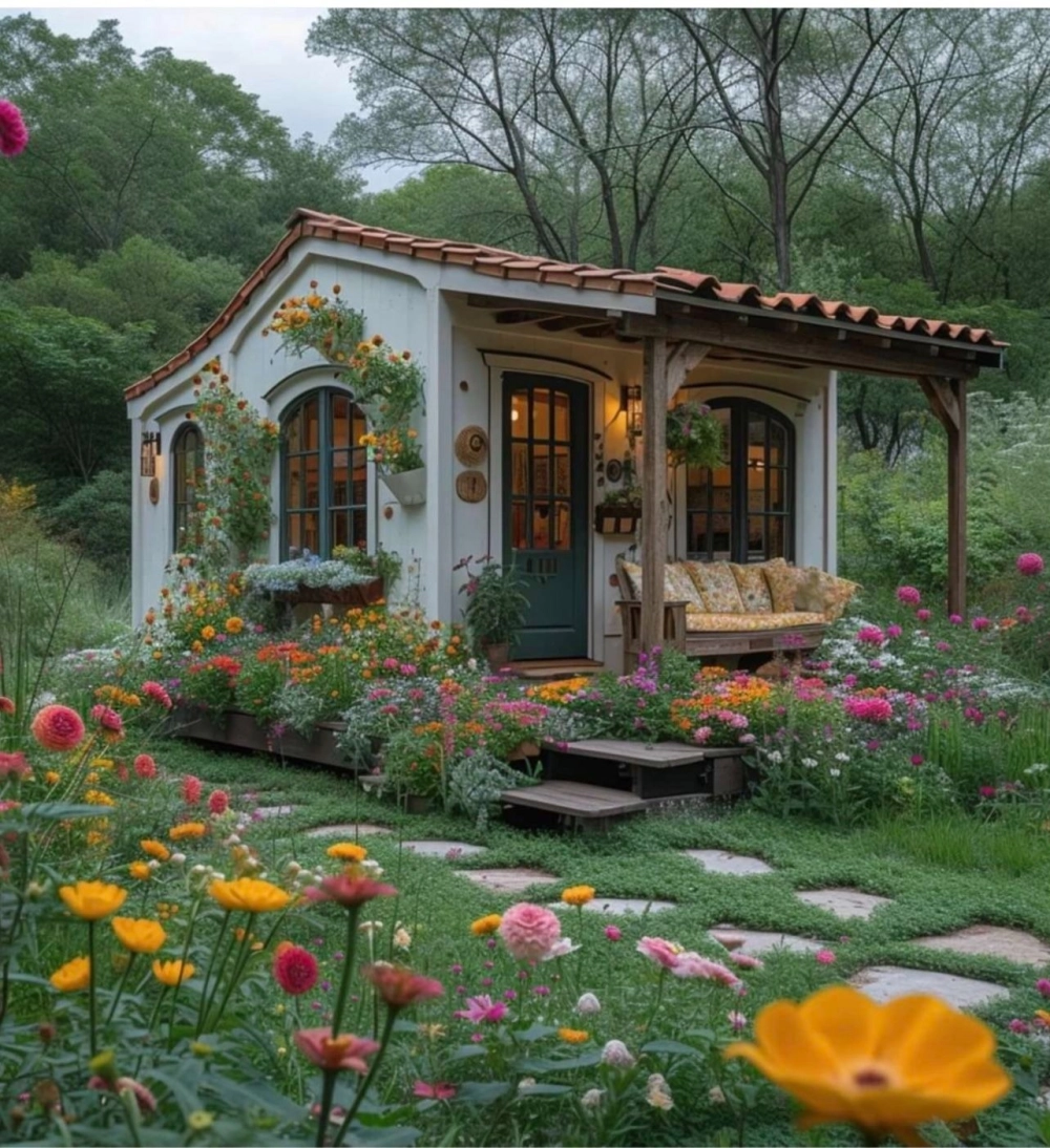 Góc thư giãn ngoài trời của mẫu nhà vườn nhỏ xinh đẹp