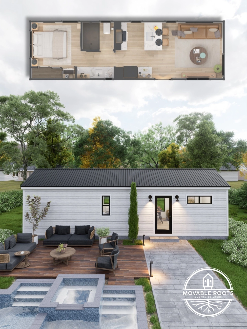 Mẫu nhà vườn tiền chế hiện đại với thiết kế mở hòa mình vào thiên nhiên