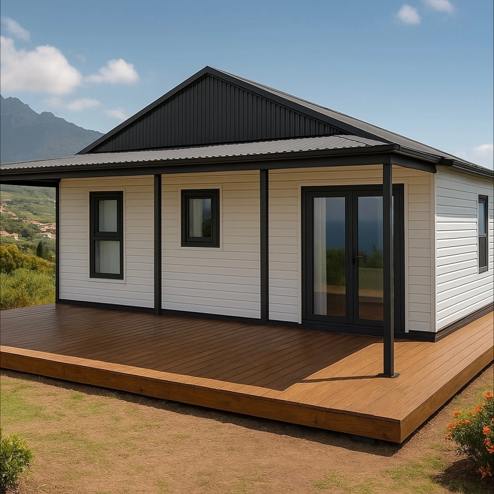 Mẫu nhà tiền chế vách kính trong suốt nhìn ra hồ bơi