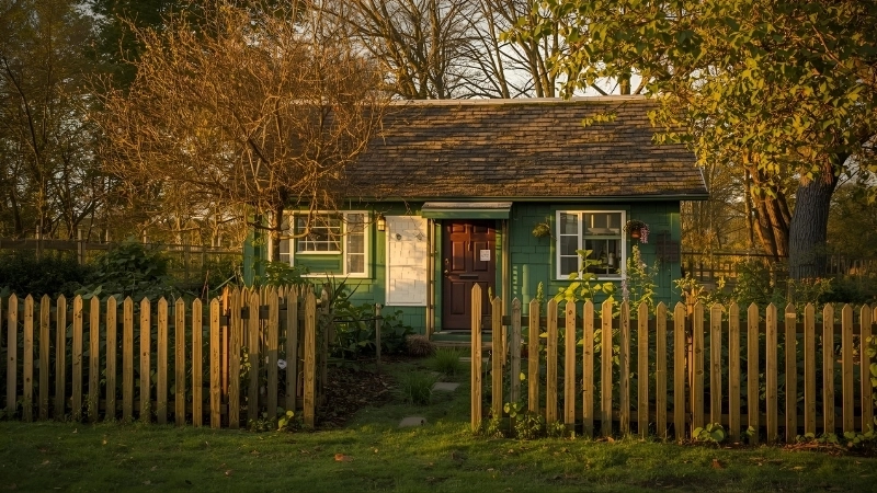 Thiết kế nhà không gian xanh với lối đi lát đá giữa thảm cỏ